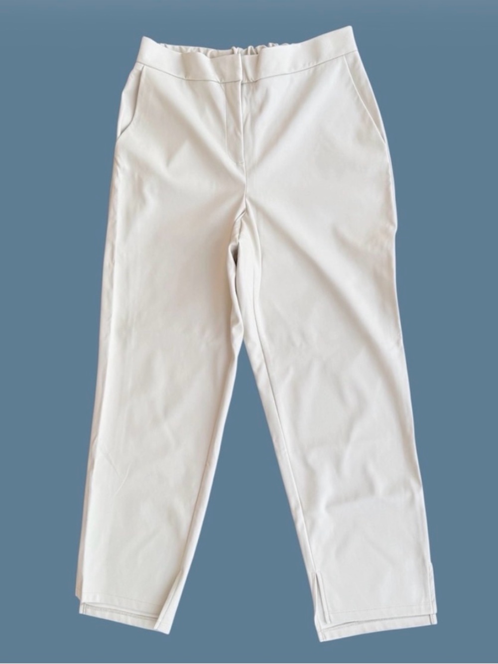 Alfani Cream Faux Leather Split Hem High-Rise Ankle Pants ~ M